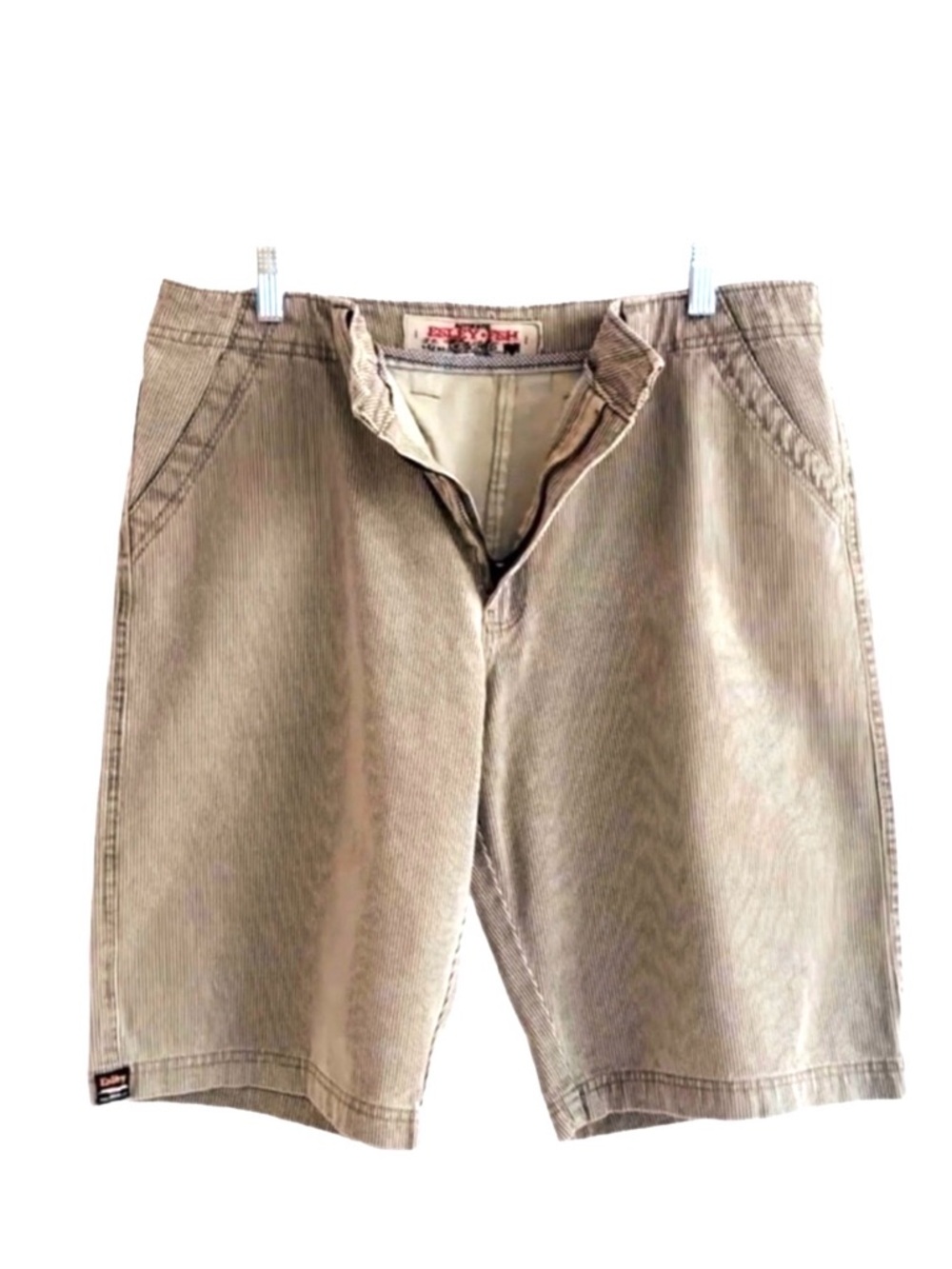 ESLEY ~ Men's Durable Khaki Shorts with Ribbed Striping and Pockets size 36
